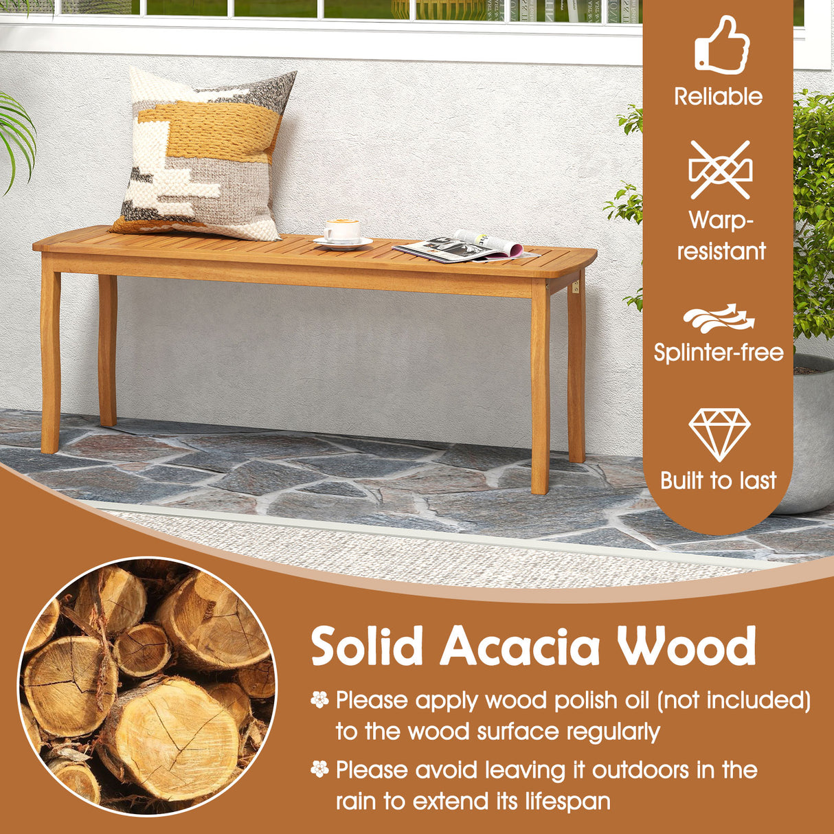 3Â PiecesÂ PatioÂ DiningÂ Set withÂ AcaciaÂ WoodÂ OutdoorÂ TableÂ andÂ Benches