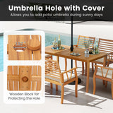3Â PiecesÂ PatioÂ DiningÂ Set withÂ AcaciaÂ WoodÂ OutdoorÂ TableÂ andÂ Benches