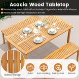 3Â PiecesÂ PatioÂ DiningÂ Set withÂ AcaciaÂ WoodÂ OutdoorÂ TableÂ andÂ Benches