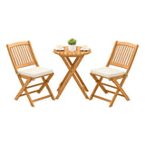 3 Pieces Patio Folding Bistro Set with Padded Cushion and Round Coffee Table