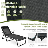 3 Pieces Patio Folding Chaise Lounge Set with PVC Tabletop-Black