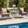 3 Pieces Patio Furniture Set with Cushioned Patio Chairs and Tempered Glass Coffee Table
