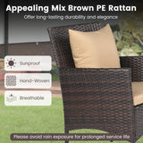 3 Pieces Patio Furniture Set with Cushioned Patio Chairs and Tempered Glass Coffee Table