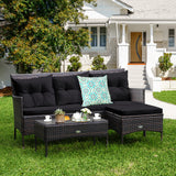 3 Pieces Patio Furniture Sectional Set with 5 Cozy Seat and Back Cushions