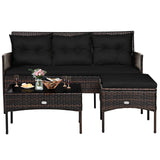 3 Pieces Patio Furniture Sectional Set with 5 Cozy Seat and Back Cushions