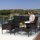 3 Pieces Patio Furniture Sectional Set with 5 Cozy Seat and Back Cushions