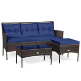 3 Pieces Patio Furniture Sectional Set with 5 Cozy Seat and Back Cushions