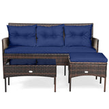 3 Pieces Patio Furniture Sectional Set with 5 Cozy Seat and Back Cushions
