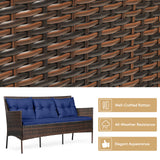 3 Pieces Patio Furniture Sectional Set with 5 Cozy Seat and Back Cushions