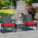 3 Pieces Patio Wicker Rattan Furniture Set with Cushion for Lawn Backyard