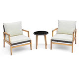 3 Pieces Patio Furniture Set with Cushioned Chairs and Tempered Glass Side Table