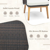 3 Pieces Patio Furniture Set with Cushioned Chairs and Tempered Glass Side Table