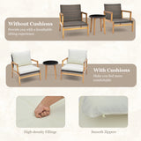 3 Pieces Patio Furniture Set with Cushioned Chairs and Tempered Glass Side Table