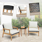 3 Pieces Patio Furniture Set with Cushioned Chairs and Tempered Glass Side Table