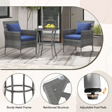 3 Pieces Patio Furniture Set with Cushioned Patio Chairs and Tempered Glass Coffee Table