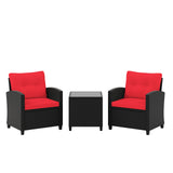 3 Pieces Patio Furniture Set with Tempered Glass Coffee Table