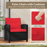 3 Pieces Patio Furniture Set with Tempered Glass Coffee Table