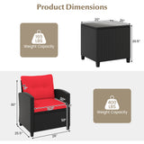 3 Pieces Patio Furniture Set with Tempered Glass Coffee Table