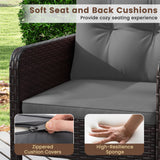 3 Pieces Patio PE Wicker Furniture Set with Cushions  for Porch and Balcony