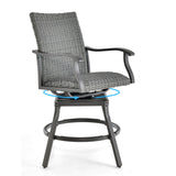 3 Pieces Swivel Bar Set with 4D Air Fiber Cushion