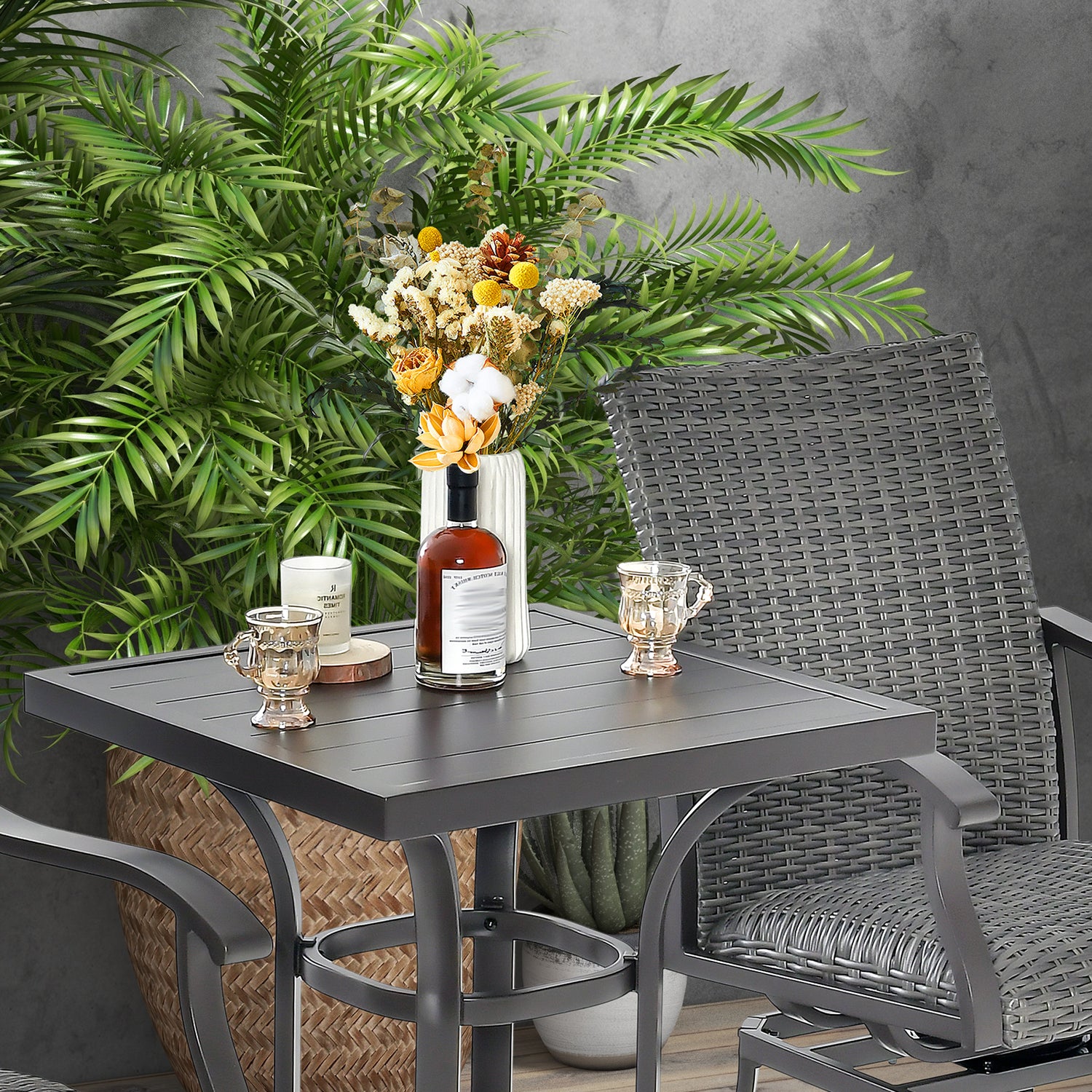 3 Pieces Swivel Bar Set with 4D Air Fiber Cushion