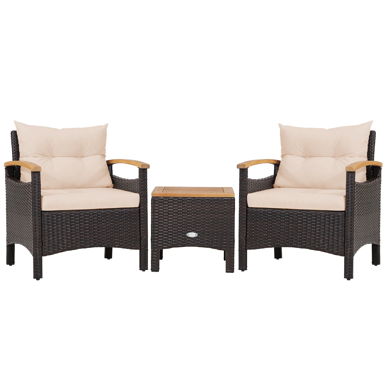 3 Pieces Patio Rattan Furniture Set with Removable Cushion