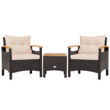 3 Pieces Patio Rattan Furniture Set with Removable Cushion