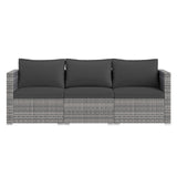 3 Pieces Patio Sectional Sofa Set PE Rattan Modular Couch Furniture Set with Soft Cushions