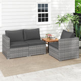 3 Pieces Patio Sectional Sofa Set PE Rattan Modular Couch Furniture Set with Soft Cushions