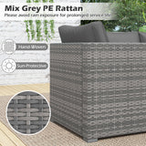 3 Pieces Patio Sectional Sofa Set PE Rattan Modular Couch Furniture Set with Soft Cushions