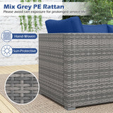 3 Pieces Patio Sectional Sofa Set PE Rattan Modular Couch Furniture Set with Soft Cushions