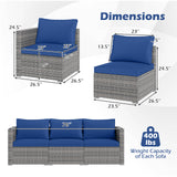 3 Pieces Patio Sectional Sofa Set PE Rattan Modular Couch Furniture Set with Soft Cushions
