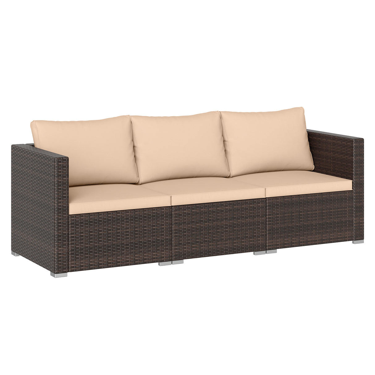3 Pieces Patio Sectional Sofa Set with Soft Cushions