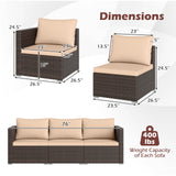 3 Pieces Patio Sectional Sofa Set with Soft Cushions