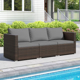3 Pieces Patio Sectional Sofa Set with Soft Cushions