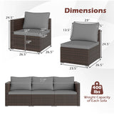 3 Pieces Patio Sectional Sofa Set with Soft Cushions