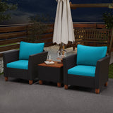 3 Pieces Outdoor Patio Rattan Furniture Set with Coffee Table