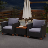3 Pieces Outdoor Patio Rattan Furniture Set with Coffee Table