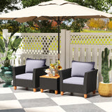 3 Pieces Outdoor Patio Rattan Furniture Set with Coffee Table