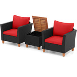 3 Pieces Outdoor Patio Rattan Furniture Set with Coffee Table