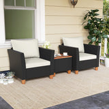 3 Pieces Outdoor Patio Rattan Furniture Set with Coffee Table