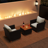 3 Pieces Outdoor Patio Rattan Furniture Set with Coffee Table