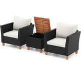 3 Pieces Outdoor Patio Rattan Furniture Set with Coffee Table