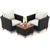 3 Pieces Outdoor Patio Rattan Furniture Set with Coffee Table