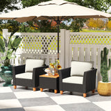 3 Pieces Outdoor Patio Rattan Furniture Set with Coffee Table