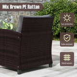 3 Pcs Patio Rattan Furniture Set Cushioned Conversation Set Coffee Table