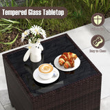 3 Pcs Patio Rattan Furniture Set Cushioned Conversation Set Coffee Table