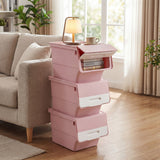 3 Pieces Storage Bins on Wheels Stackable Plastic Boxes with Stay-Open Lid (M)