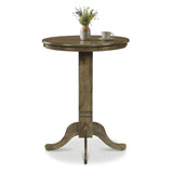 3 Pieces Wood Bar Table Set for 2 Round Pub Table with Pedestal Base and 2 Armless Stools