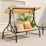 3 Seat Outdoor Porch Swing with Adjustable Canopy